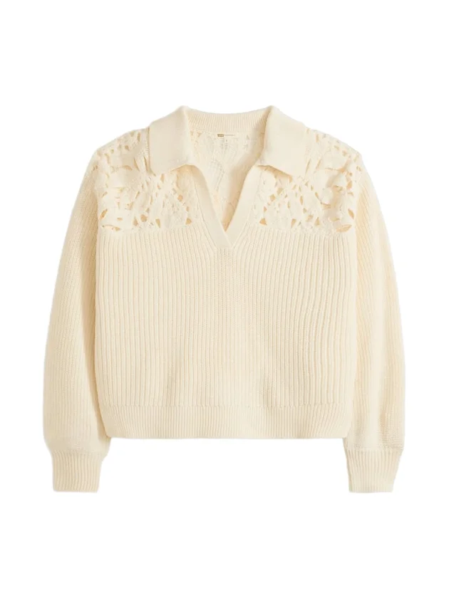 Bianca Crochet Polo Sweater