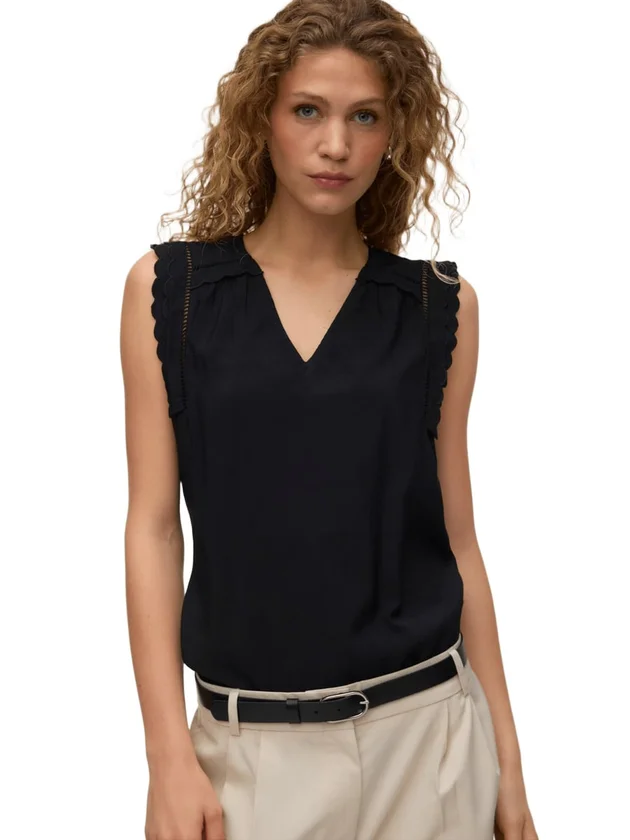 Jenesis S L V Neck Top Wvn Btq
