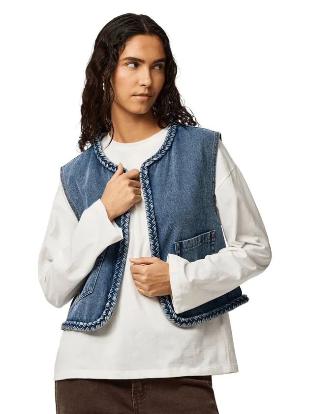 PcBell Cropped Denim Vest