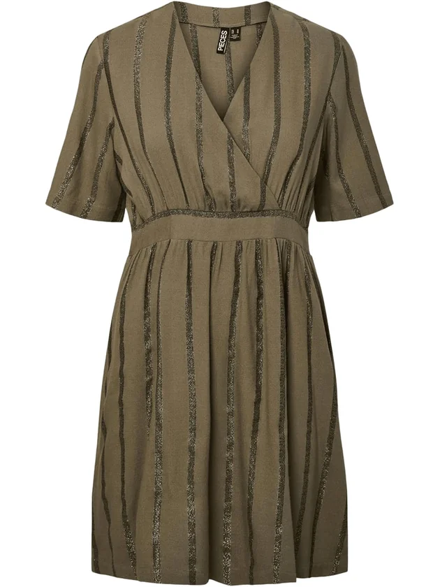 Brigitte Ss V Neck Wvn Dress