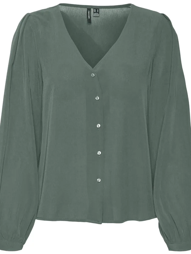 Ls V Neck Pleat Shirt Wvn Ga