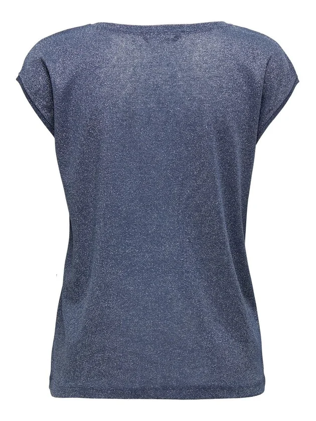 Silvery S S V Neck Lurex Top