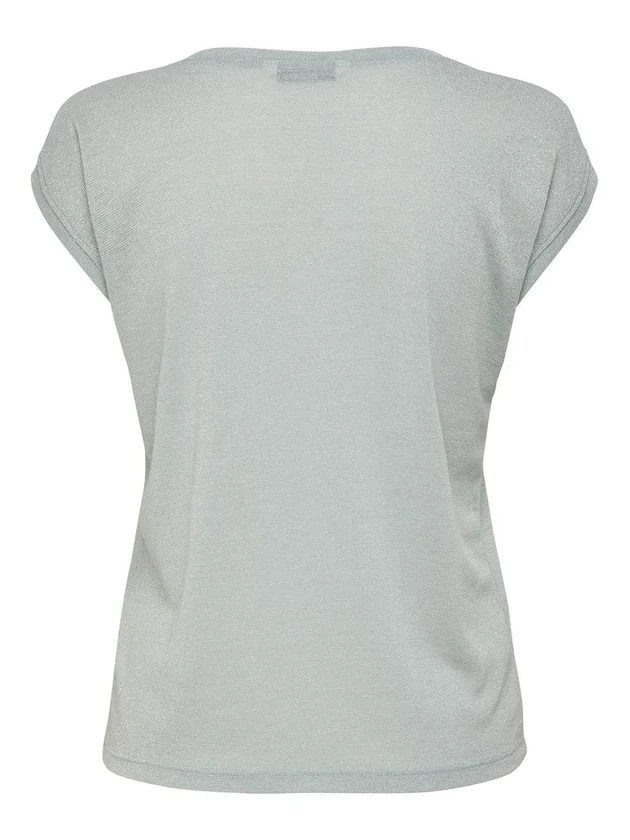 Silvery S S V Neck Lurex Top