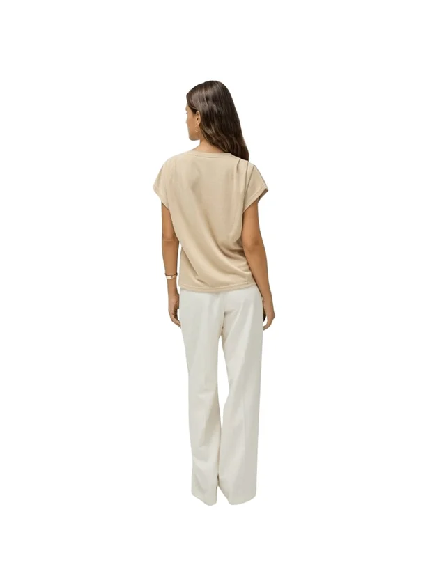 Gold Knit T Shirt With Pleats