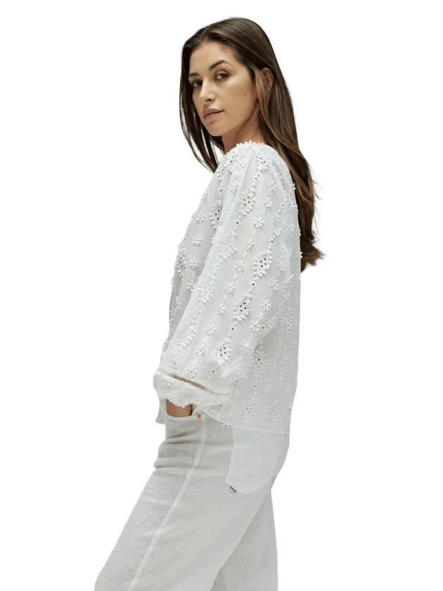Textured Shirt With Lace Detail