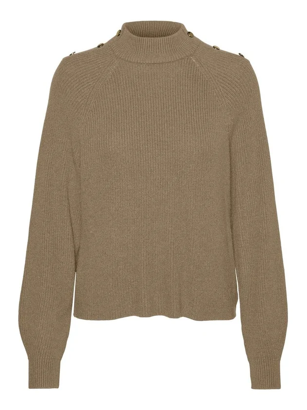 Holly Button LS Highneck Blouse