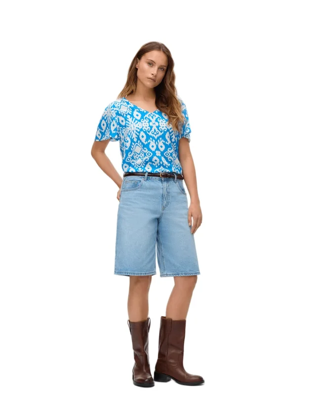 Easy Joy V Neck Ss Blouse Wvn Ga