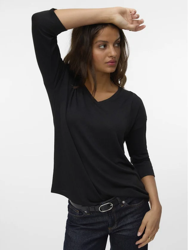 Brianna 3/4 V Neck Blouse Boo
