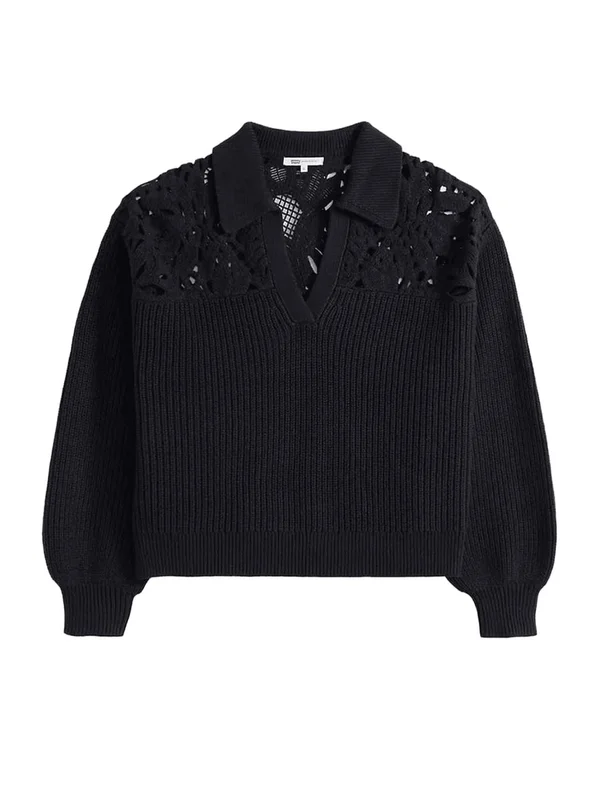 Bianca Crochet Polo Sweater