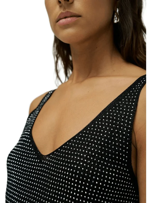 V Neck Strap Top With Sparkle Detail