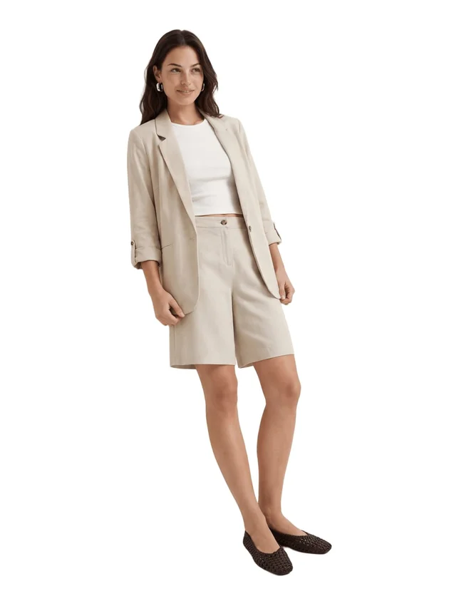 Loose Blazer Lin 3/4 Wvn Noos