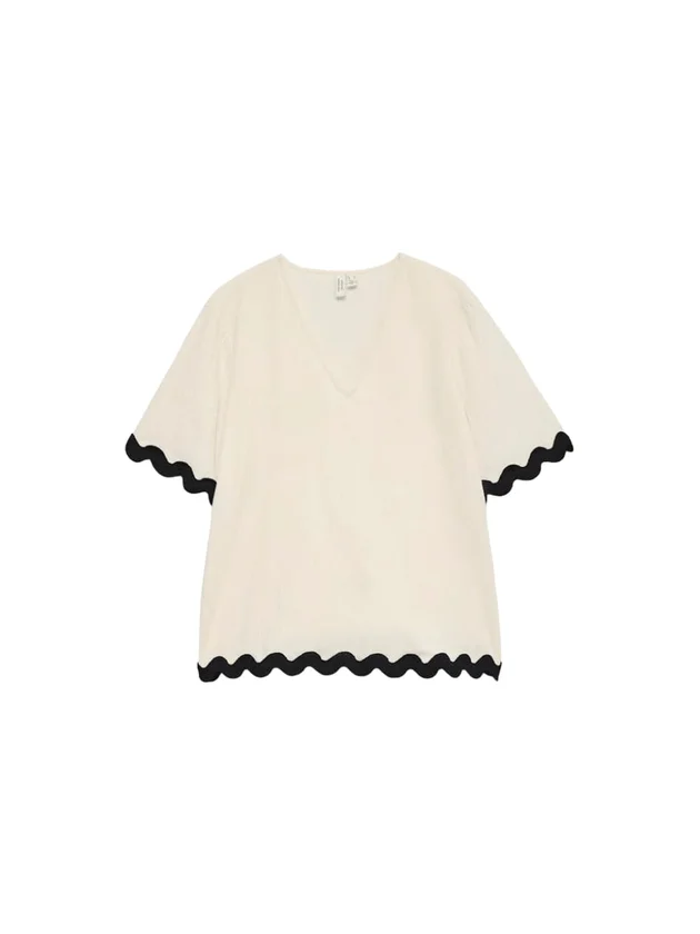 Jenna S S V Neck Top Wvn Btq Ga