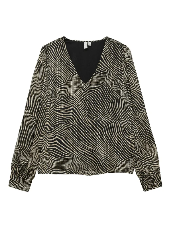 Gedna LS V Neck Top Wvn Btq Ga