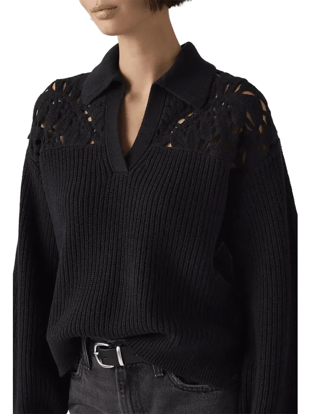 Bianca Crochet Polo Sweater