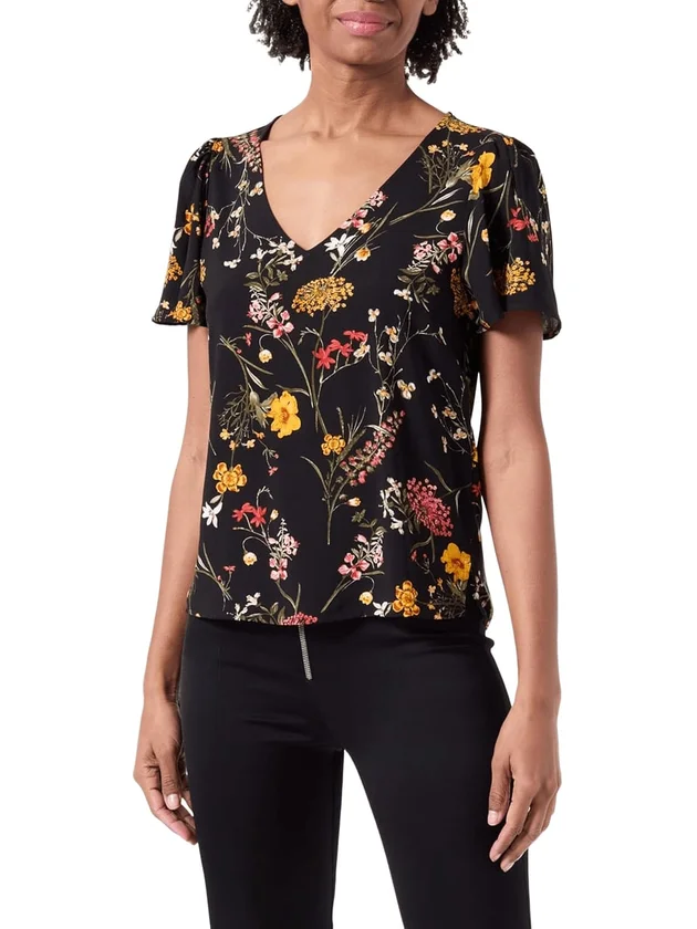 Easy Joy V Neck Ss Blouse Wvn Ga