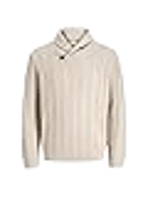 Knit Cable Shawl Neck