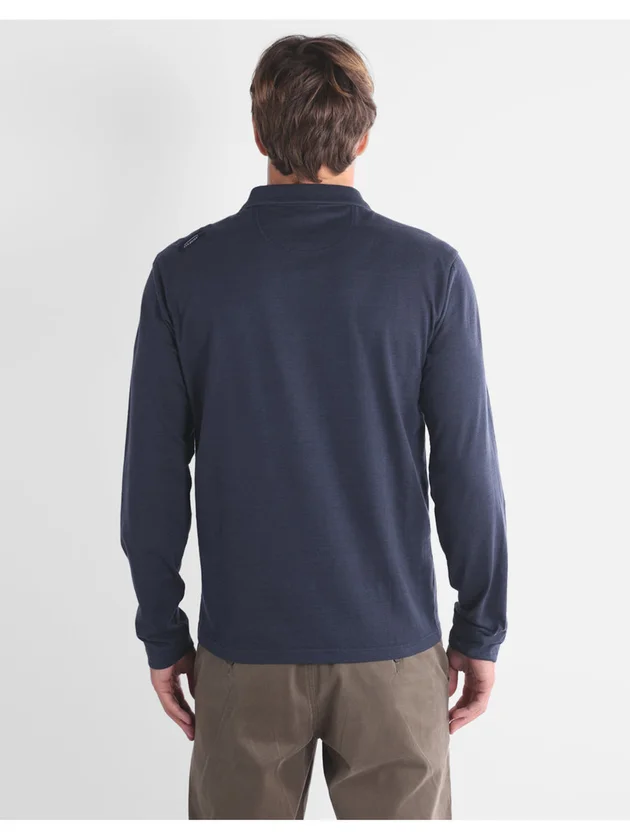 Polo Manches Longues Texture Naval