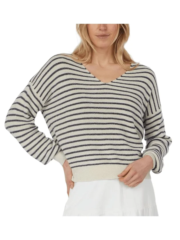 Sun Shine Stripe LS V Neck