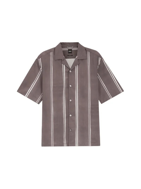 Chemise Col Camp Popeline Rayée