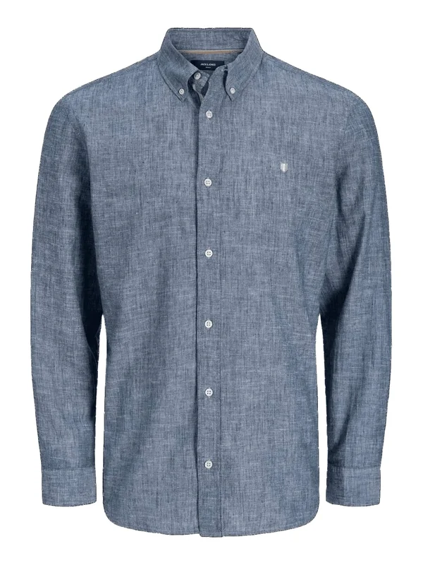 Linen Bl Shield LS Shirt Ln