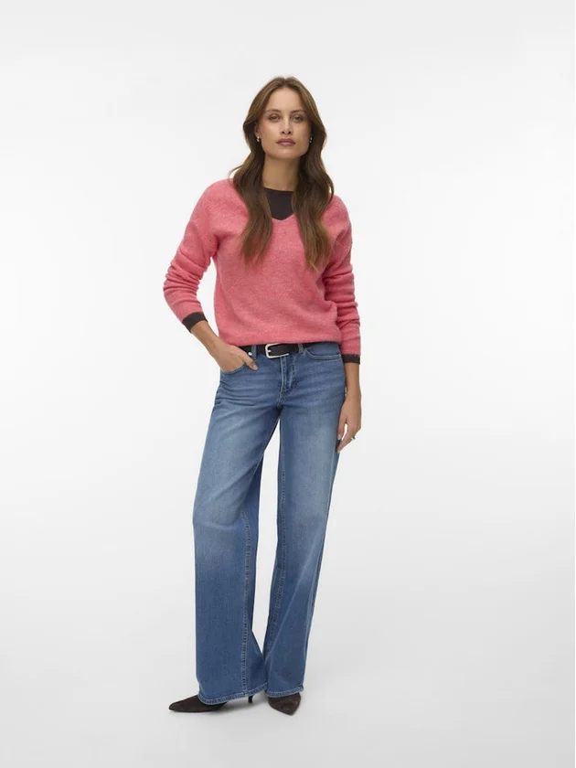 Vmcrewlefile Ls V Neck Blouse Noos