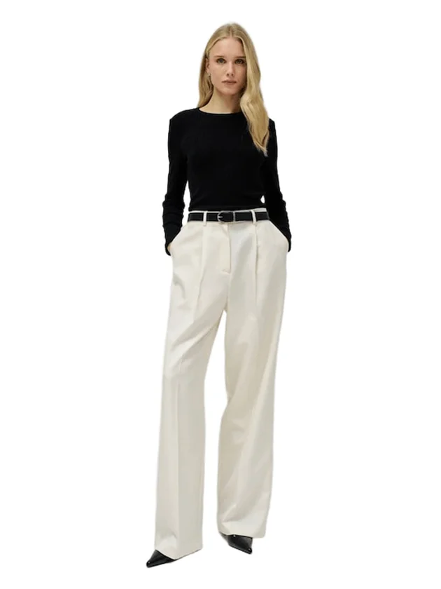 High Neck Sweater Pearl Embellishment
