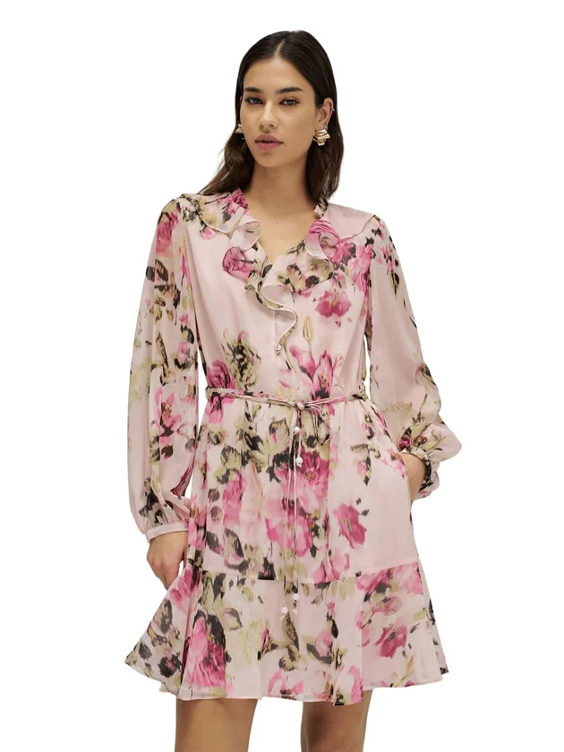 Robe A-Line Salsa légère avec volants et ceinture élégante