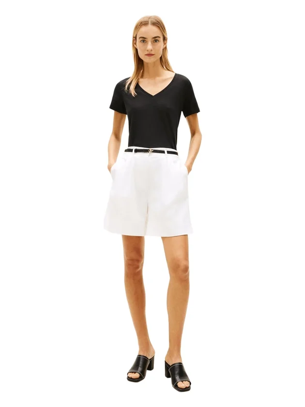 Co Linen V Nk Ss Tee
