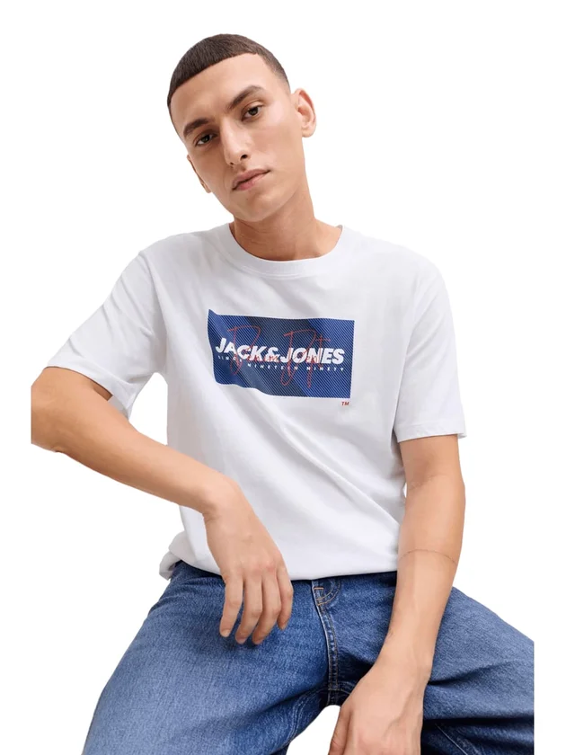 Jjcole Print Tee Ss Crew Neck Ln