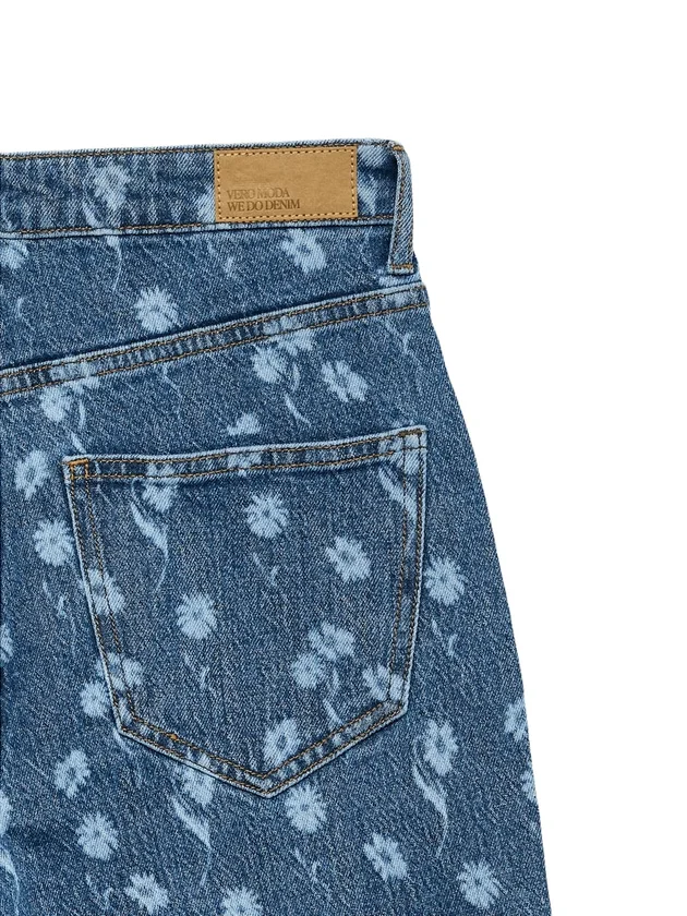Tessa Hr Wide Flower Denim Jeans