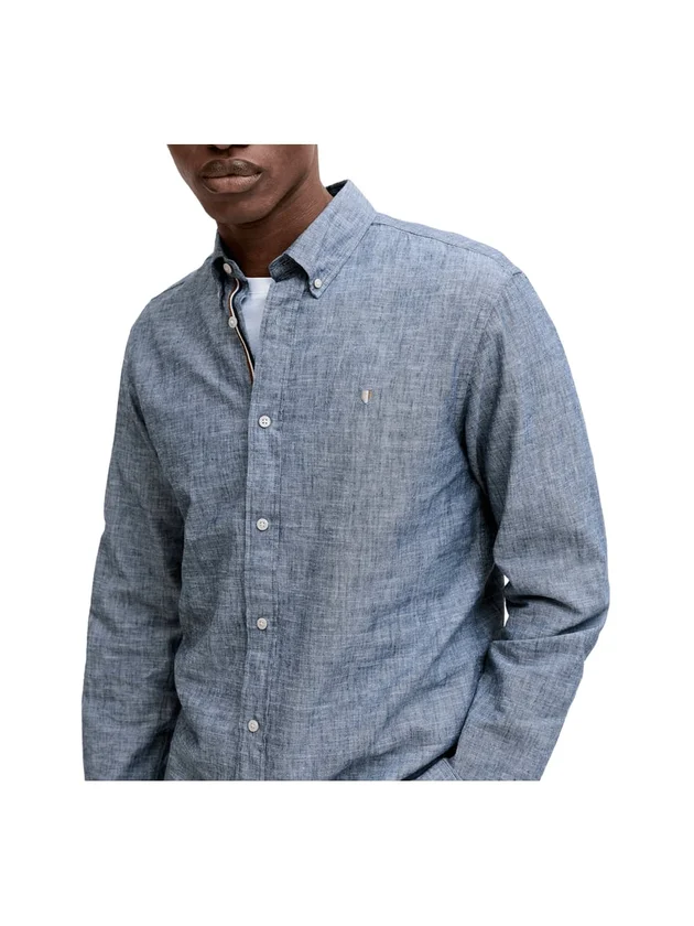 Linen Bl Shield LS Shirt Ln