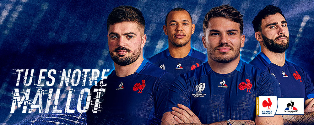 Découvrez le nouveau Maillot du Coq Sportif x XV de France, symbole de puissance et d'unité. 