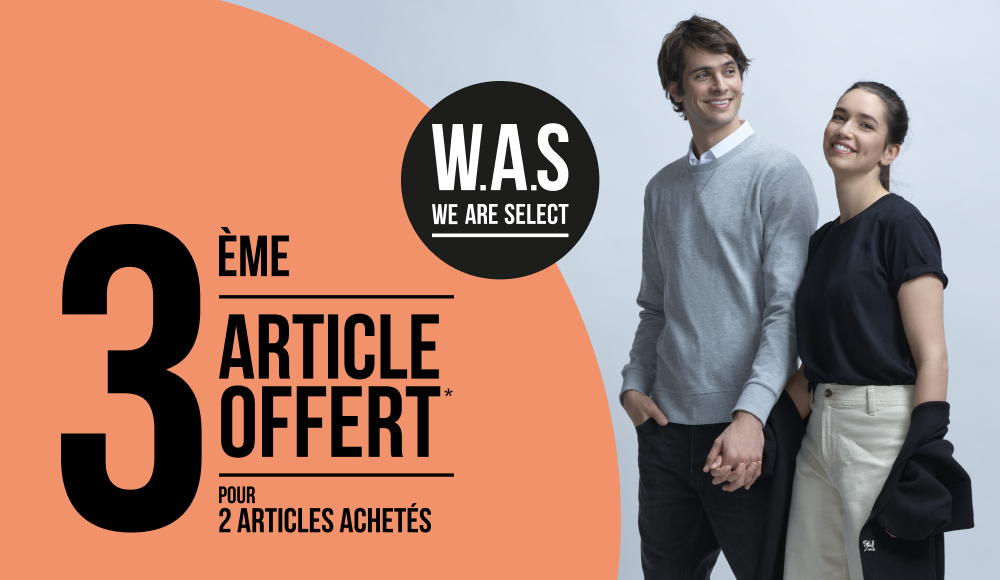 Pour 2 articles achetés, le 3ème est offert !