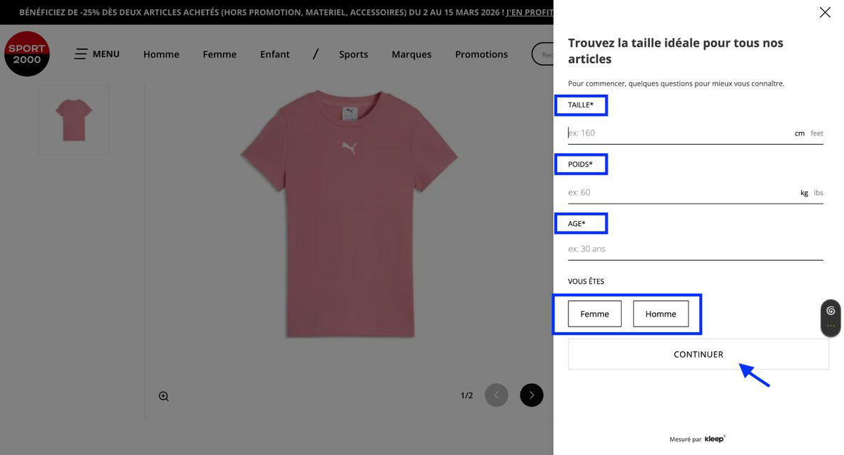 Guide de taille kleep